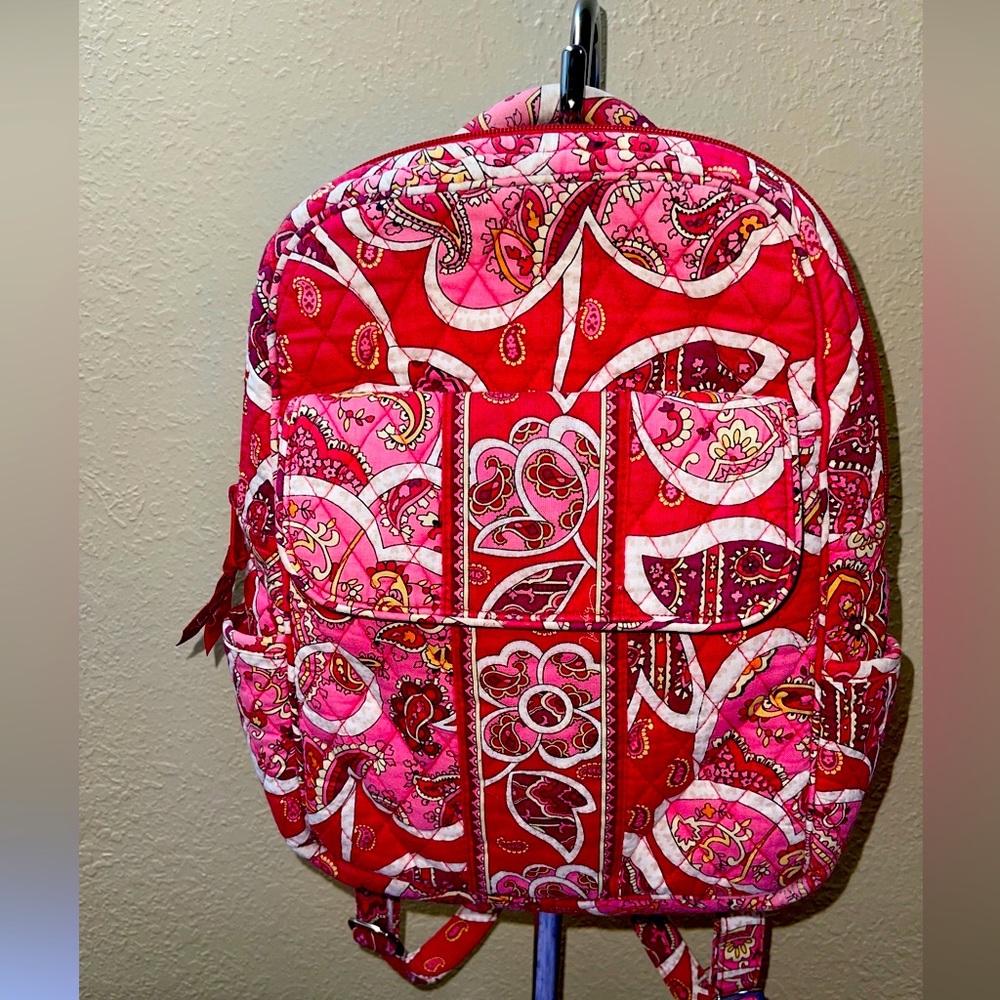Vera Bradley Red and Pink Patterned Backpack